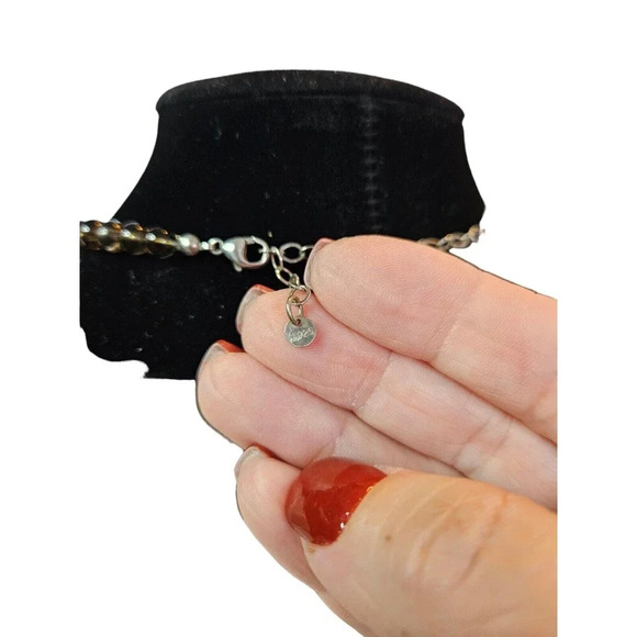 Beautiful Vintage Necklace Polished Stone Quartz Sterling Silver Lobster Clasp - Picture 4 of 7